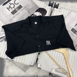  1396 - HÀNG CHÍNH HÃNG - ÁO SƠ MI MLB - TAY NGẮN - * ĐÁM MÂY * - ĐEN 