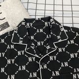  1398 - HÀNG CHÍNH HÃNG - ÁO SƠ MI - TAY NGẮN - DIAMOND *MONOGRAM* COTTON - JACQUARD SHORT SLEEVE SHIRT NEW YORK YANKEES - BLACK (ĐEN) - CODE: 100171058004_3AWSM0223 