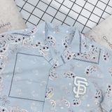  1409 - HÀNG CHÍNH HÃNG - ÁO SƠ MI MLB PAISLEY BALCK LOGO SHORT - SLEEVED SHIRT SAN FRANCISCO GIANTS - *BLUE* - CODE: 31WSH3131-14S 