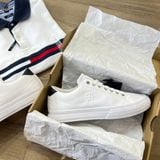  1411 - HÀNG CHÍNH HÃNG - Giày Tommy Hilfiger Leather -Trắng Gót Đen 