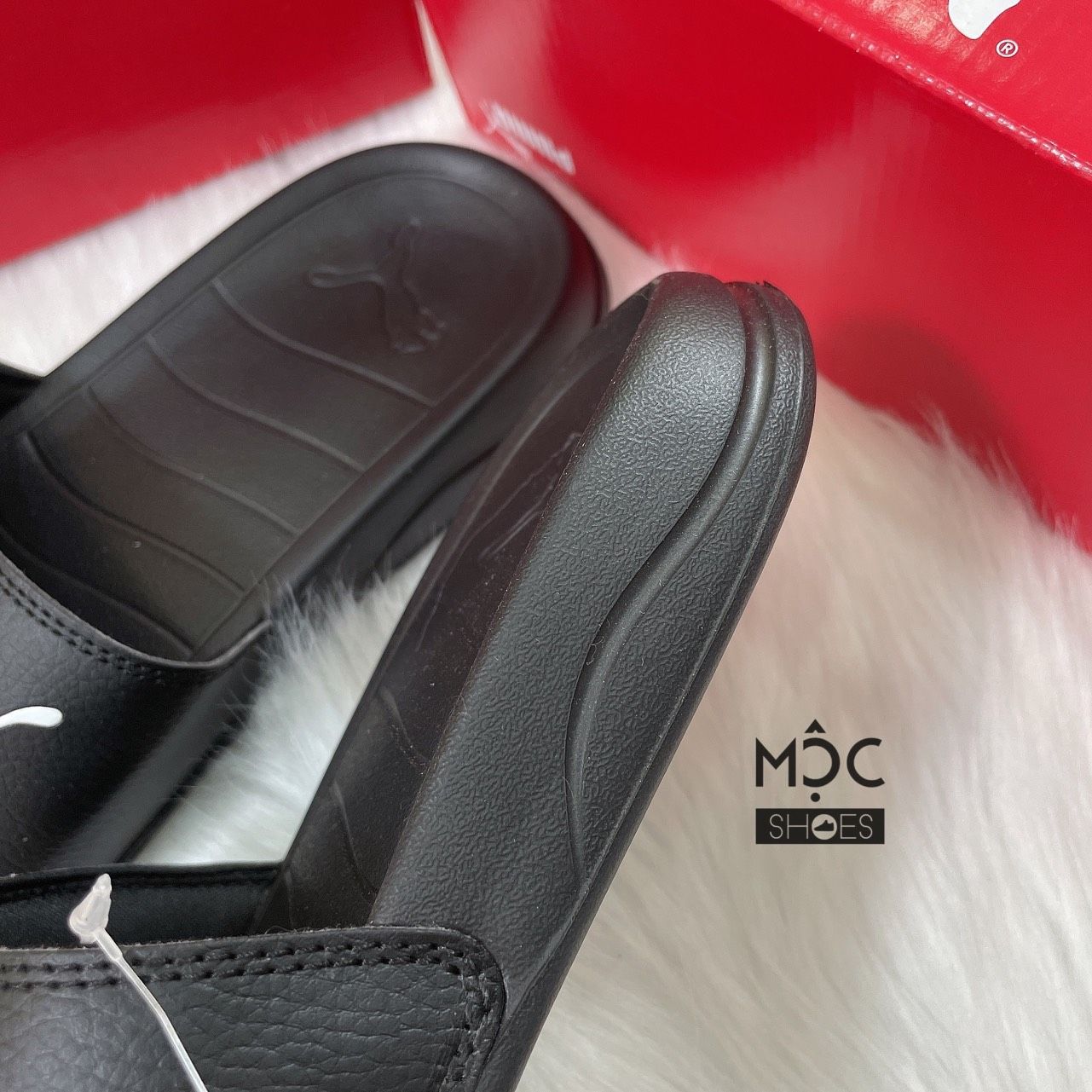  0144 - HÀNG CHÍNH HÃNG - DÉP PUMA POPCAT 2021 - *BLACK/WHITE LOGO* - 2021** - Code: 372279-01 