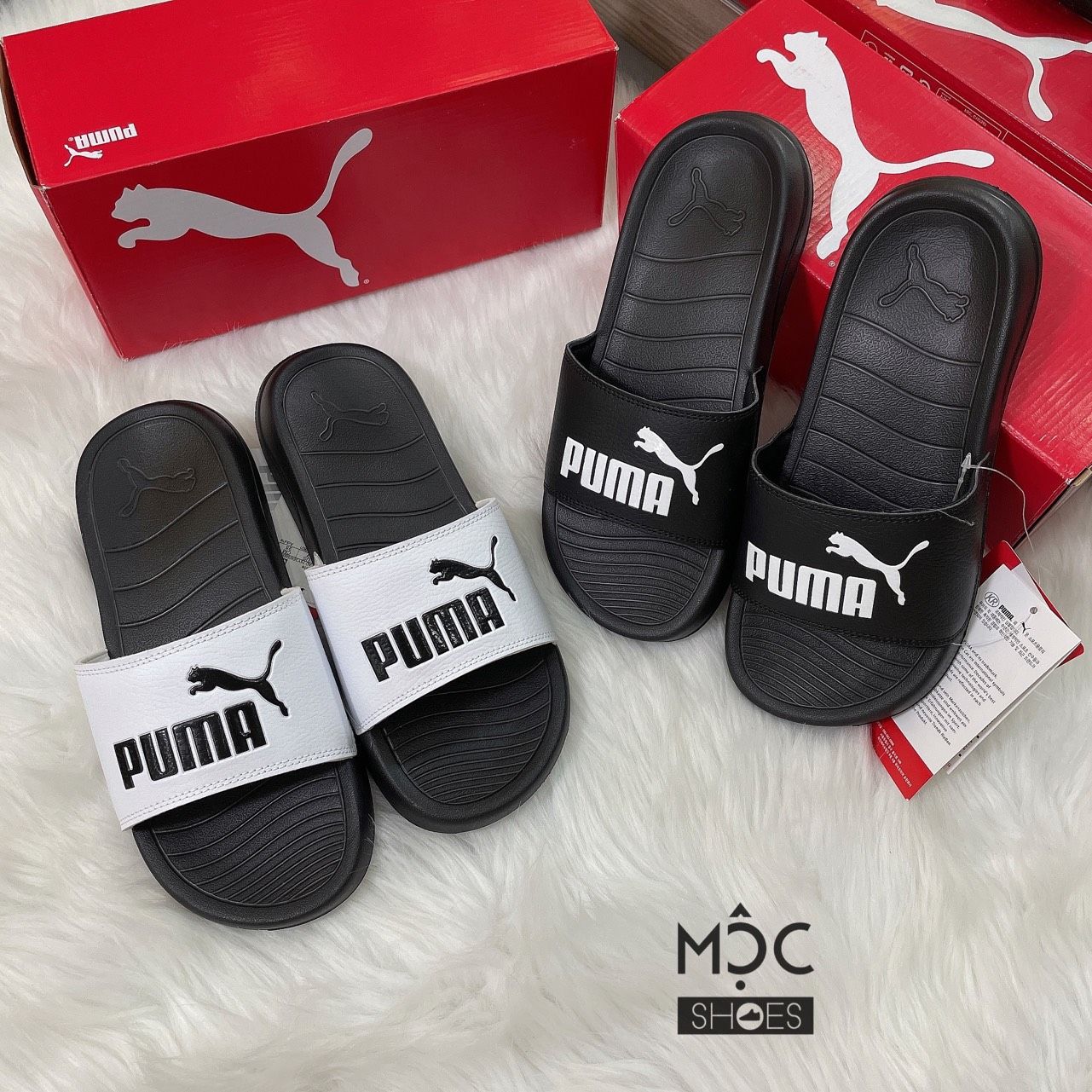  0144 - HÀNG CHÍNH HÃNG - DÉP PUMA POPCAT 2021 - *BLACK/WHITE LOGO* - 2021** - Code: 372279-01 