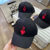  1514 - HÀNG CHÍNH HÃNG - Mũ - Nón Lưỡi Trai MLB  *LOGO B TIM ĐỎ* - ĐEN - AUTHENTIC 100% 