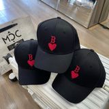  1514 - HÀNG CHÍNH HÃNG - Mũ - Nón Lưỡi Trai MLB  *LOGO B TIM ĐỎ* - ĐEN - AUTHENTIC 100% 