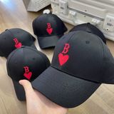  1514 - HÀNG CHÍNH HÃNG - Mũ - Nón Lưỡi Trai MLB  *LOGO B TIM ĐỎ* - ĐEN - AUTHENTIC 100% 