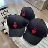  1514 - HÀNG CHÍNH HÃNG - Mũ - Nón Lưỡi Trai MLB  *LOGO B TIM ĐỎ* - ĐEN - AUTHENTIC 100% 