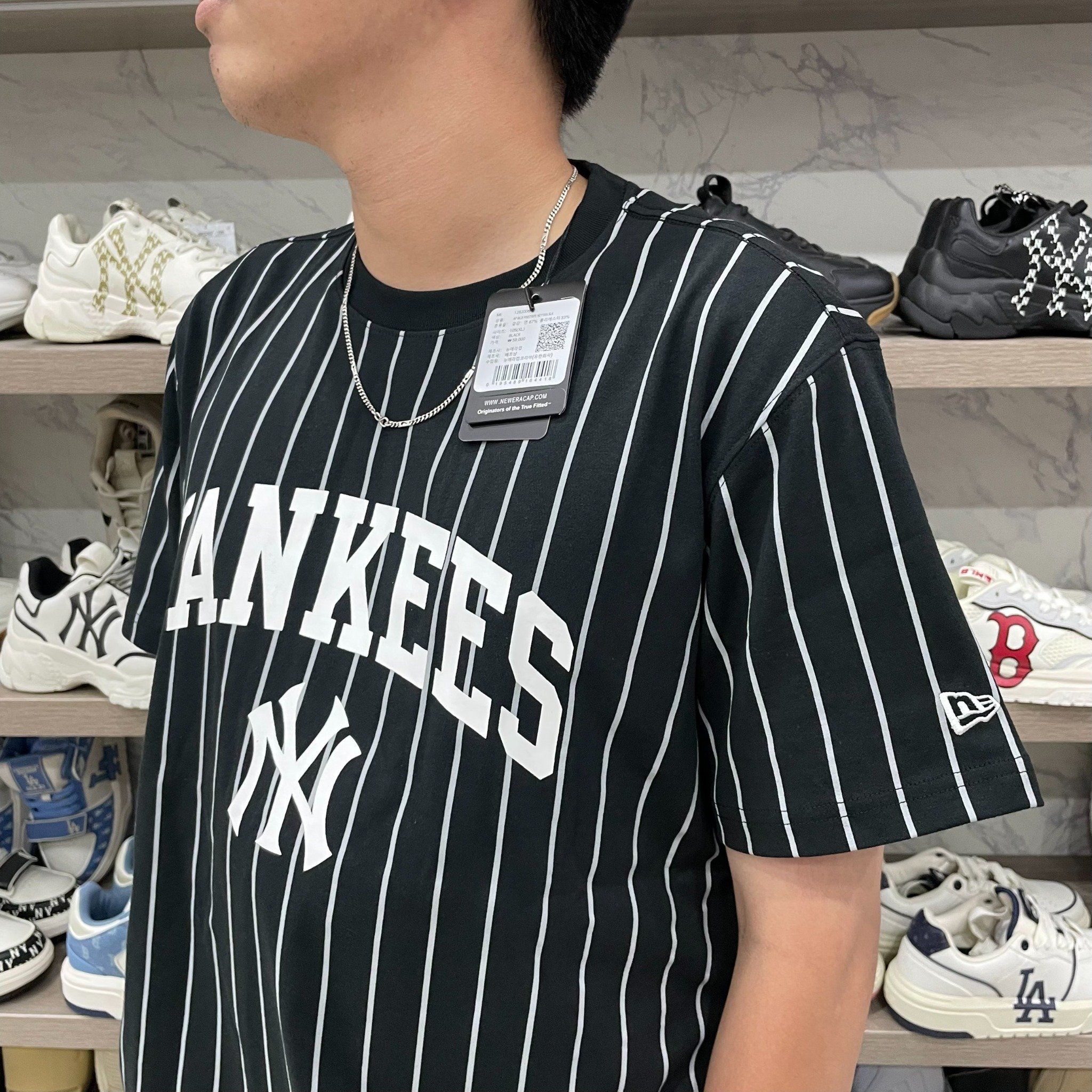  1583 - HÀNG CHÍNH HÃNG - ÁO THUN NEW ERA - YANKEES NY KẺ SỌC - BLACK - CODE: 12820064 