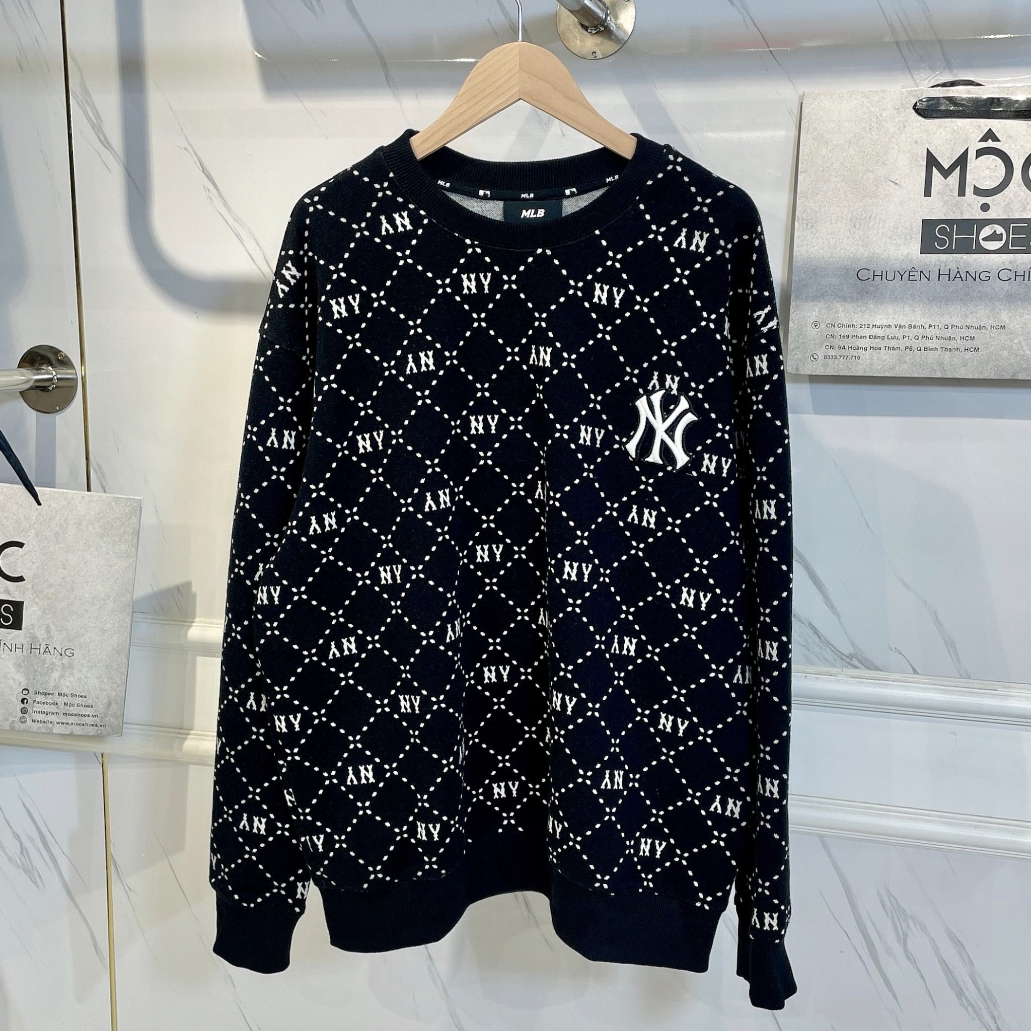  1649 - HÀNG CHÍNH HÃNG - ÁO SWEATER MLB DIA MONOGRAM NEW YORK 