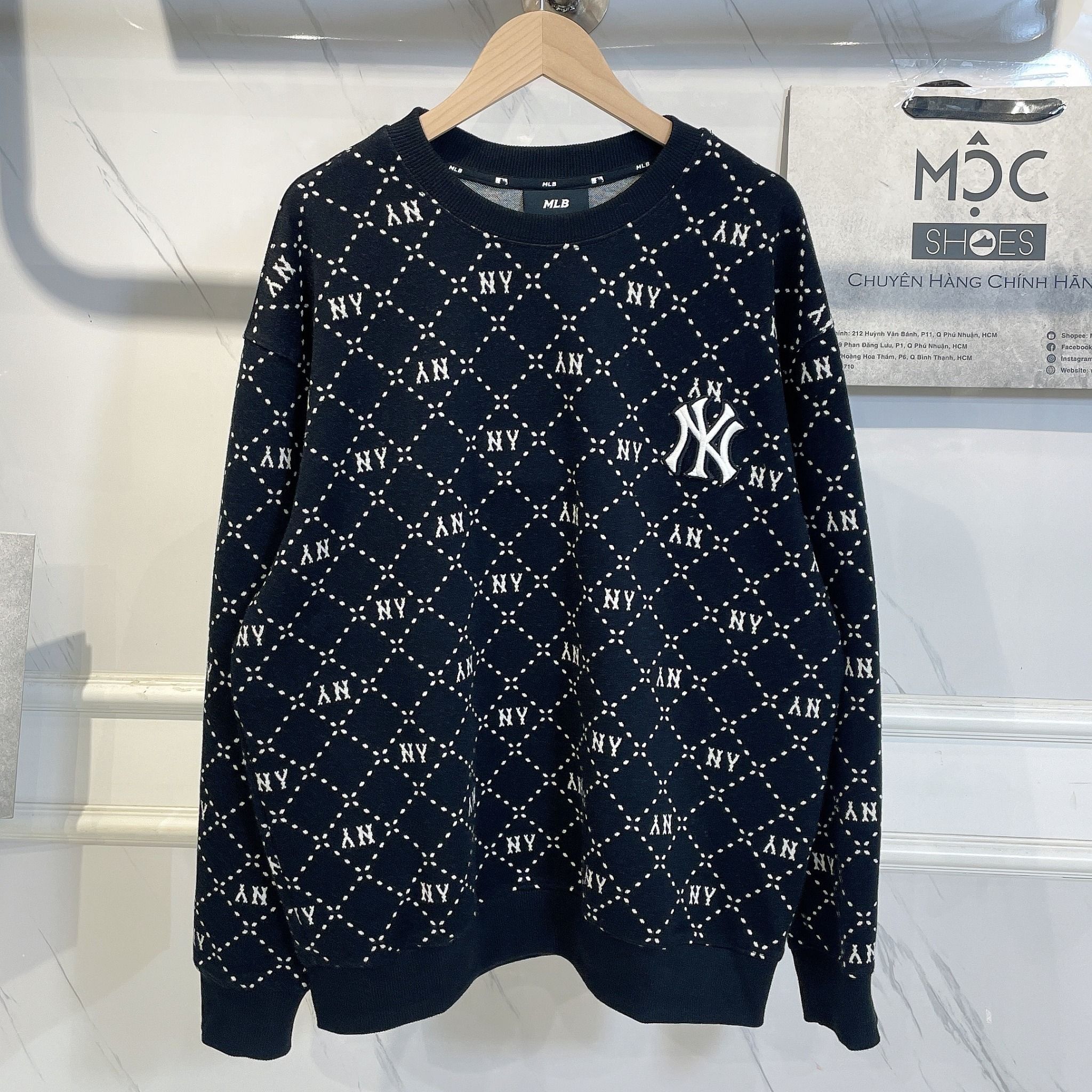  1649 - HÀNG CHÍNH HÃNG - ÁO SWEATER MLB DIA MONOGRAM NEW YORK 