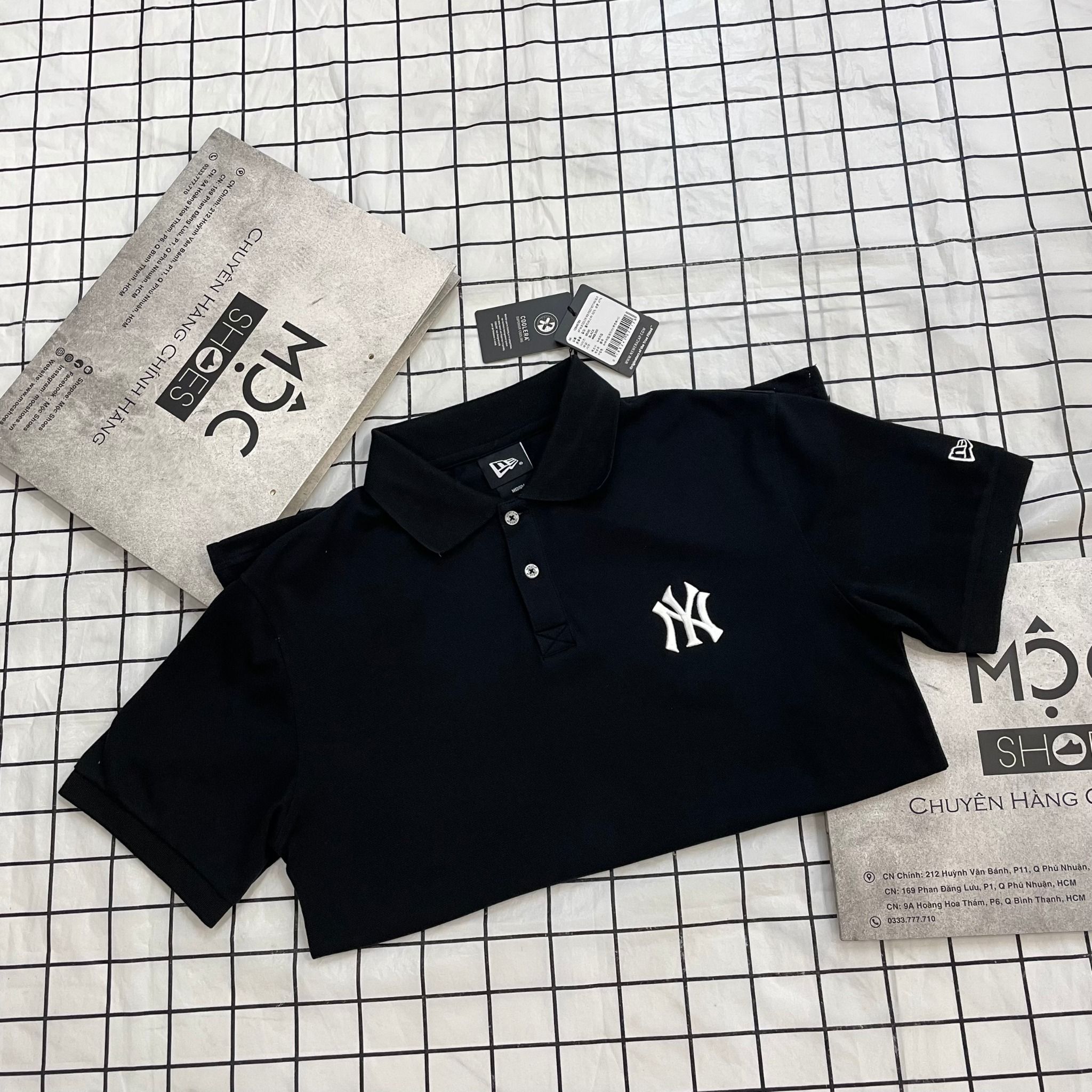  1695 - HÀNG CHÍNH HÃNG - ÁO THUN POLO NEW ERA  - NY THÊU BLACK - CODE: 12848783 