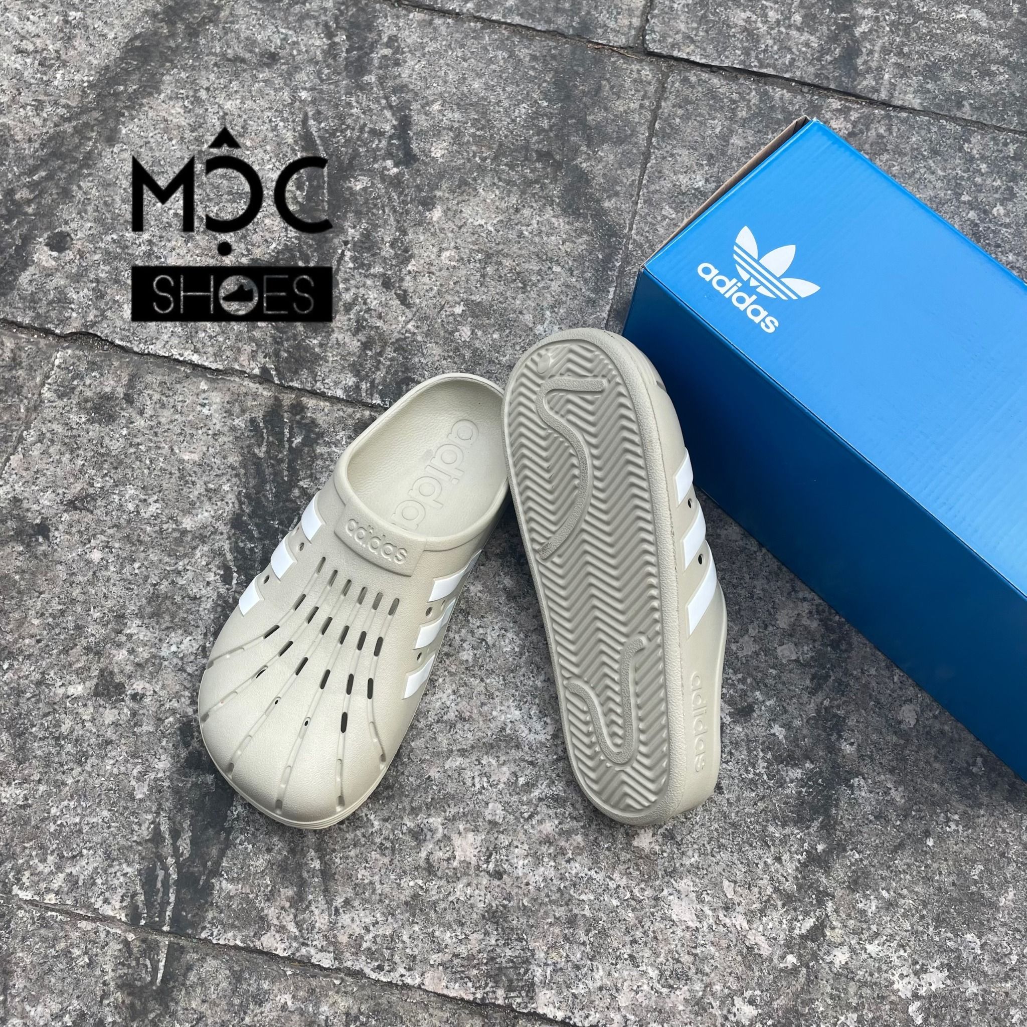  2041 - HÀNG CHÍNH HÃNG - Dép ADIDAS - ADILETTE CLOGS ( RỌ )  - *BE/KEM*  - CODE: GZ5886 