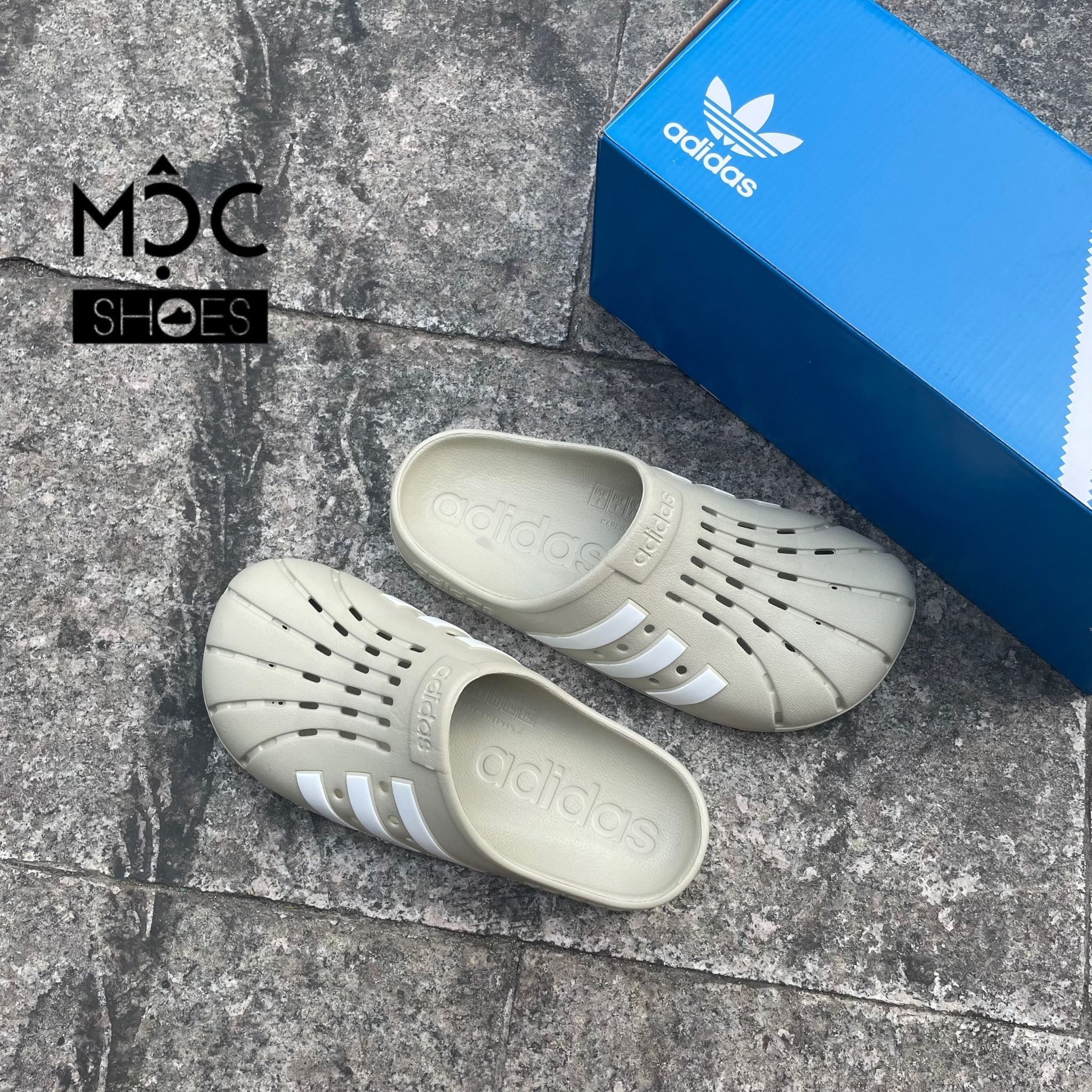  2041 - HÀNG CHÍNH HÃNG - Dép ADIDAS - ADILETTE CLOGS ( RỌ )  - *BE/KEM*  - CODE: GZ5886 