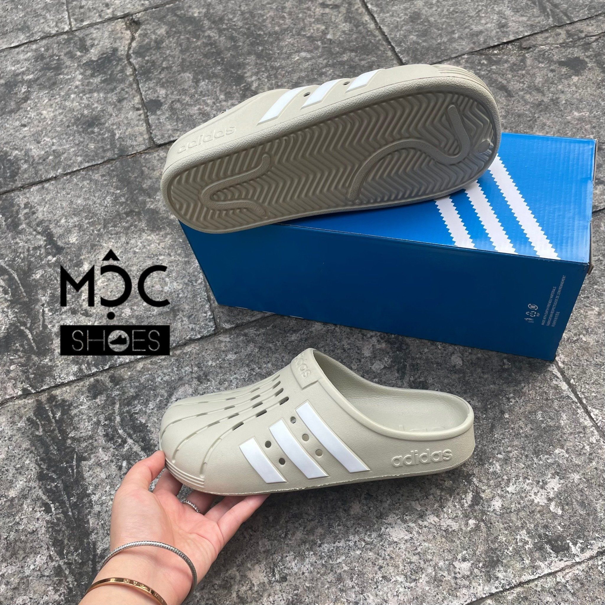  2041 - HÀNG CHÍNH HÃNG - Dép ADIDAS - ADILETTE CLOGS ( RỌ )  - *BE/KEM*  - CODE: GZ5886 