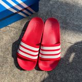  2055 - HÀNG CHÍNH HÃNG - DÉP ADIDAS LITE ĐỎ SỌC TRẮNG 