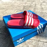  2055 - HÀNG CHÍNH HÃNG - DÉP ADIDAS LITE ĐỎ SỌC TRẮNG 