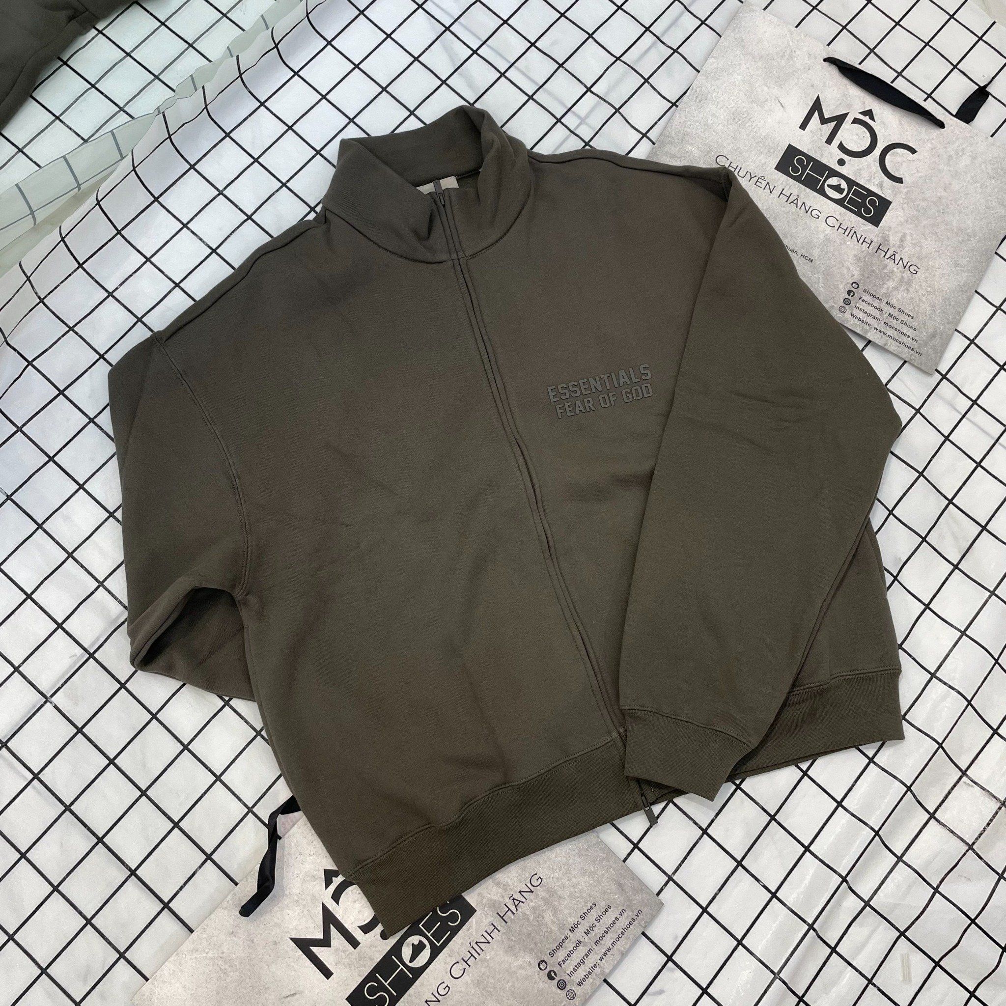  2095 - HÀNG CHÍNH HÃNG - ÁO JACKET ESSENTIALS - ZIP LINE - RÊU - MOSS SS22 