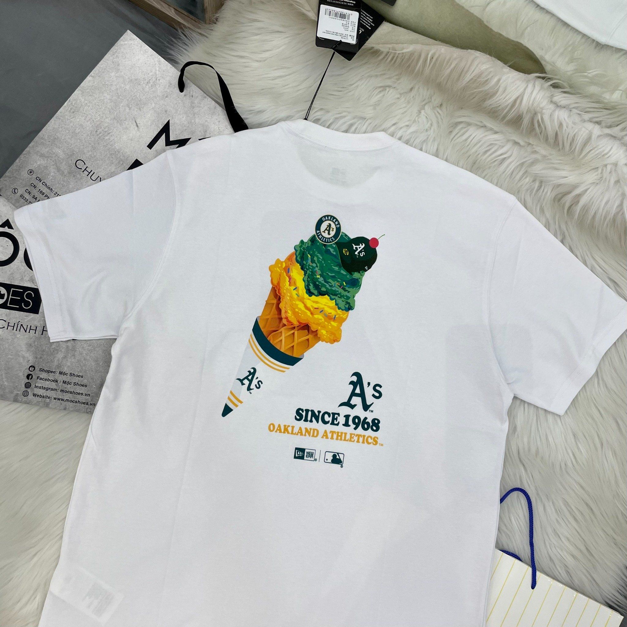  2132 -  HÀNG CHÍNH HÃNG - ÁO THUN NEW ERA - A'S OAKLAND - ICE CREAM - WHITE - CODE: 14179166 