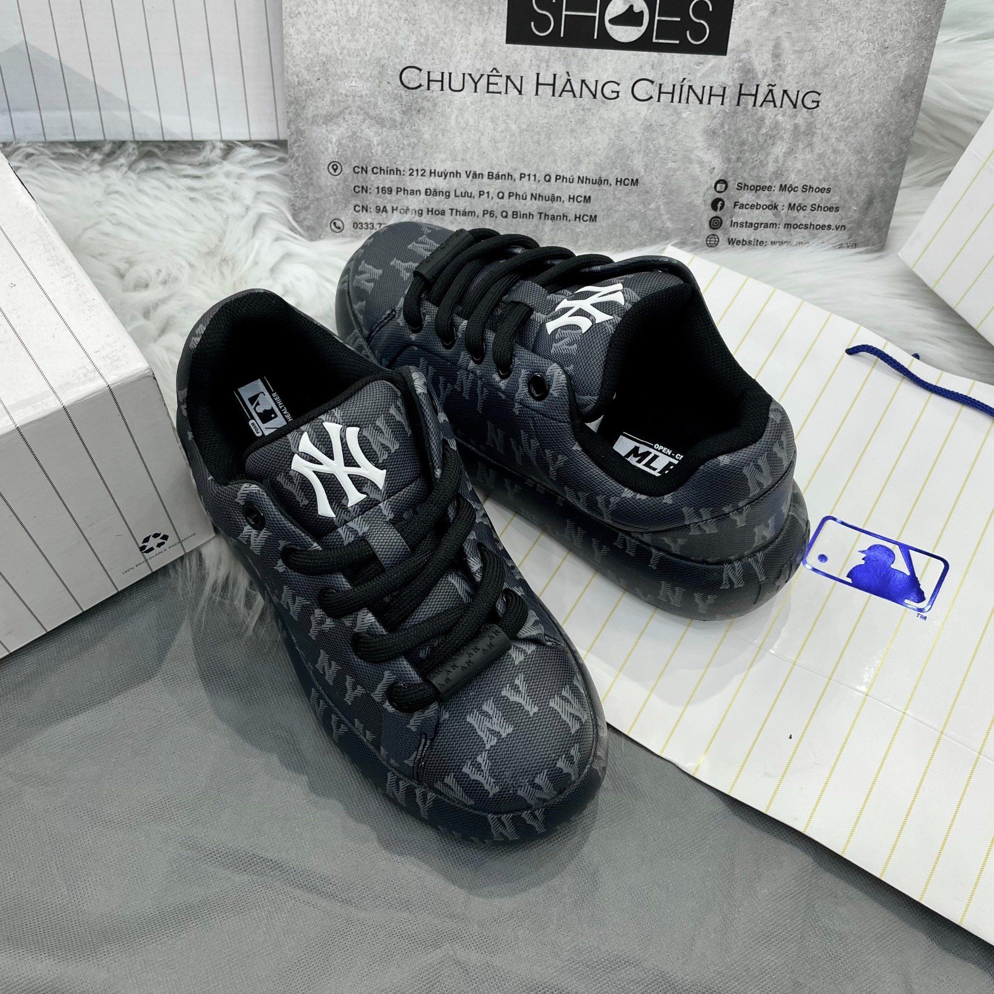  2136 - HÀNG CHÍNH HÃNG - GIÀY MLB CHUNKY CLASSIC BASE NEW YORK MONOGRAM - ĐEN 