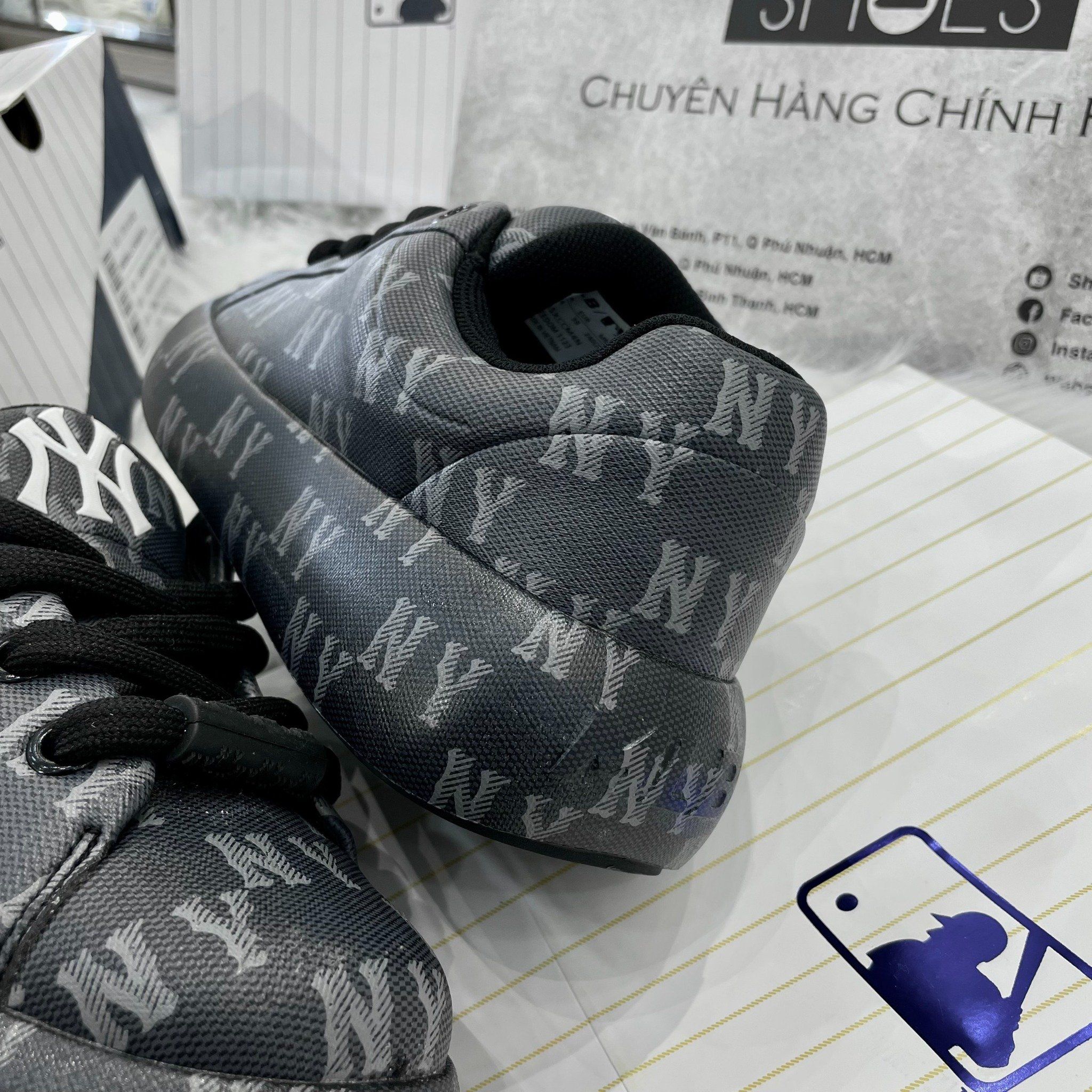  2136 - HÀNG CHÍNH HÃNG - GIÀY MLB CHUNKY CLASSIC BASE NEW YORK MONOGRAM - ĐEN 