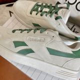  2229 - HÀNG CHÍNH HÃNG - GIÀY REEBOK - ĐẾ BẰNG - XÁM - *LOGO GREEN - DA LỘN* 