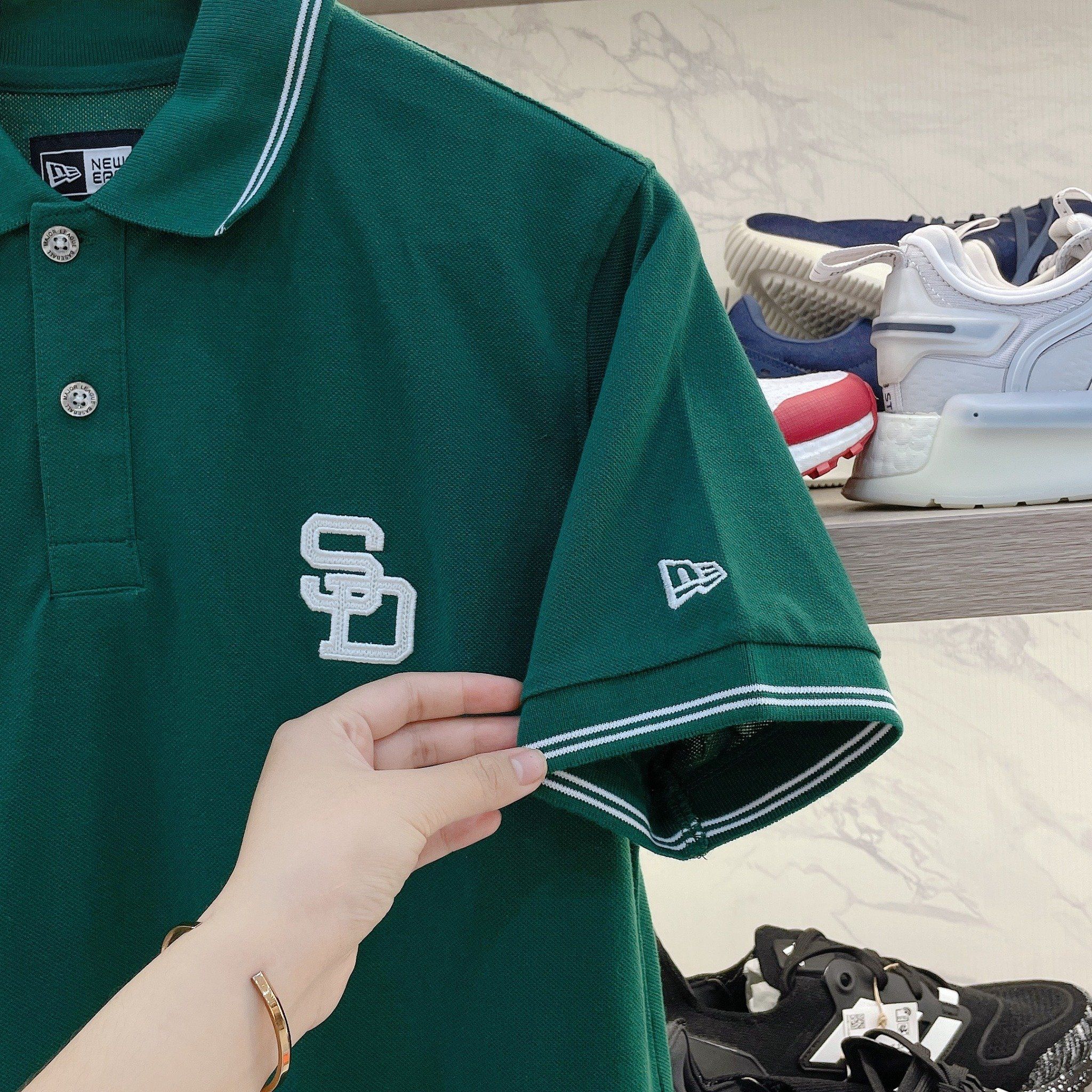  2247 - HÀNG CHÍNH HÃNG - ÁO THUN POLO NEW ERA - LOGO SD THÊU - GREEN 