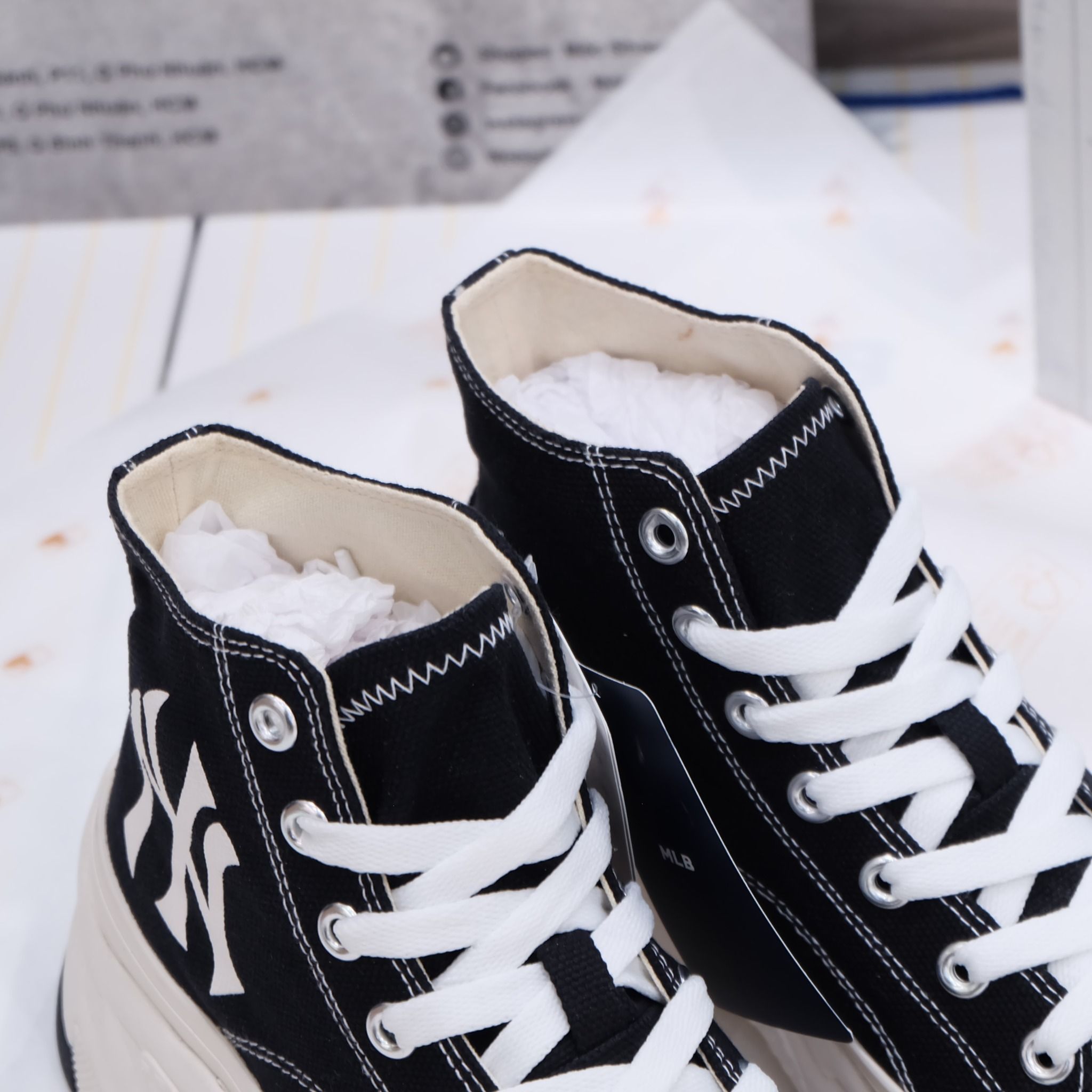  2380 - HÀNG CHÍNH HÃNG - GIÀY MLB CHUNKY HIGH -  CỔ CAO (MÀU ĐEN) - *BLACK/WHITE* - CODE: 32SHU1111-50L 