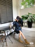  2430 - HÀNG CHÍNH HÃNG - ÁO NEW ERA -  Đầm Sơ Mi Denim Tay Dài NY Monogram 