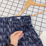  2399 - HÀNG CHÍNH HÃNG - CHÂN VÁY NỮ MLB - NEW YORK YANKEES MONOGRAM DENIM - CODE: 3FDSM0734-50NYD 