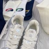  2436- HÀNG CHÍNH HÃNG -  Giày MLB Liner - NY trắng nổi - Bạc - *RB* 