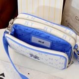  2454 - HÀNG CHÍNH HÃNG - TÚI ĐEO CHÉO MLB MINI MONOGGRAM JACQUARD NEW YORK YANKEES - XANH TRẮNG - CODE: 3ACRS014N 50SBD 