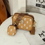  2460 - HÀNG CHÍNH HÃNG - TÚI ĐEO CHÉO MLB BIG B MONOGGRAM DIA BOSTON - BE NÂU - CODE: 7ACRM084N 43CAS 
