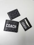  2552 - HÀNG CHÍNH HÃNG - VÍ COACH NGẮN - LOGO COACH TRẮNG - ĐEN 