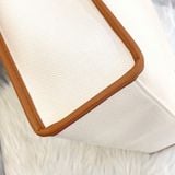  2492 - HÀNG CHÍNH HÃNG - Túi Tote MLB Basic Canvas Vertical - Boston Red Sox - Màu Kem Viền Cam - Code: 3AORM033N-43CRS 