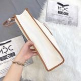  2492 - HÀNG CHÍNH HÃNG - Túi Tote MLB Basic Canvas Vertical - Boston Red Sox - Màu Kem Viền Cam - Code: 3AORM033N-43CRS 