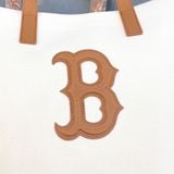  2492 - HÀNG CHÍNH HÃNG - Túi Tote MLB Basic Canvas Vertical - Boston Red Sox - Màu Kem Viền Cam - Code: 3AORM033N-43CRS 