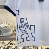  2560 - HÀNG CHÍNH HÃNG - ÁO THUN NEW ERA - POLO LOGO LA BÊN HÔNG *VIỀN XANH NAVY 