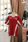  2589 - HÀNG CHÍNH HÃNG - ÁO THUN NEW ERA - POLO LOGO NY VIỀN KEM - ĐỎ - CODE: 14113662 