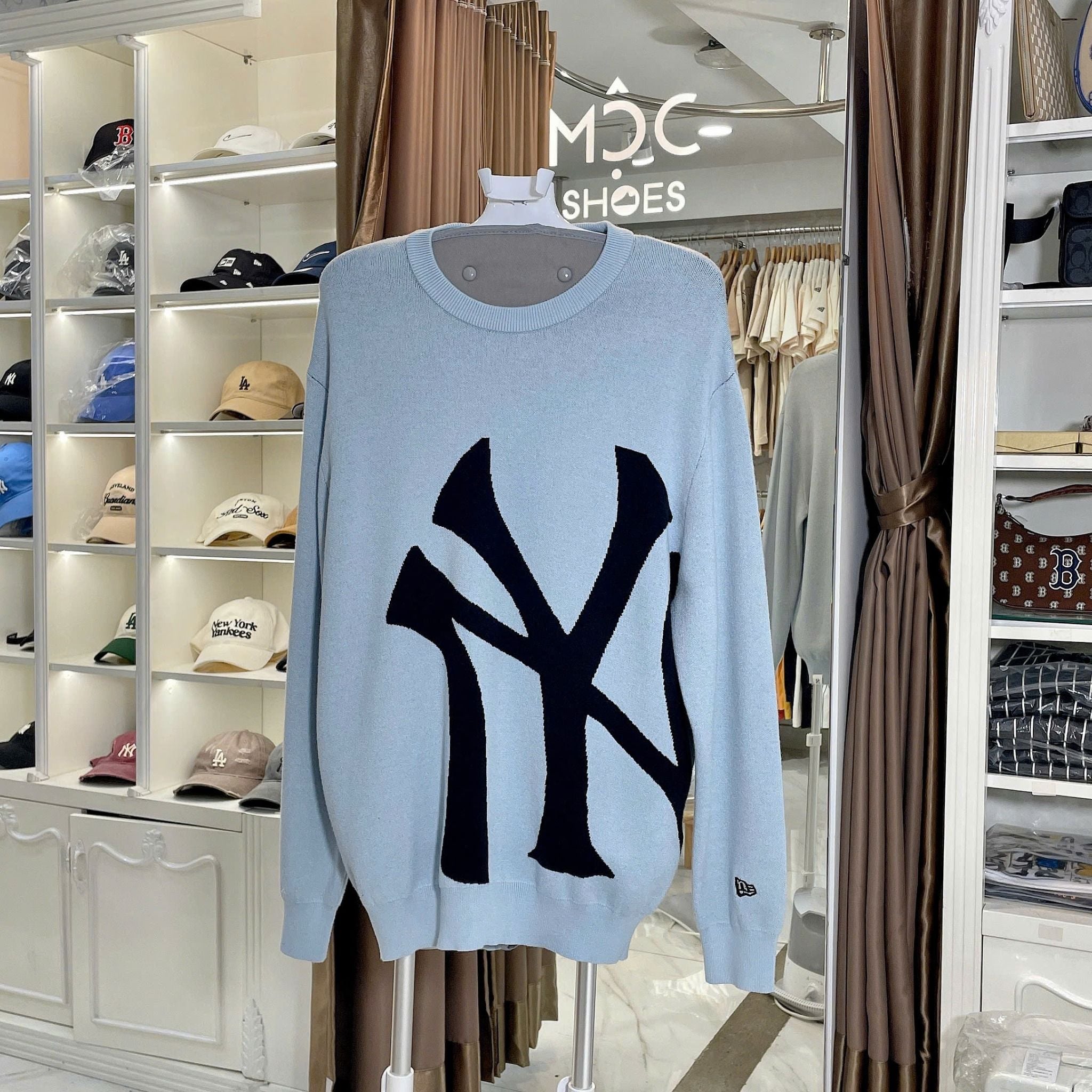  2634 - HÀNG CHÍNH HÃNG - ÁO LEN SWEATER NEW ERA NY BIG LOGO - XANH -  CODE : 14326429 