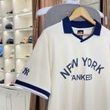  2654 - HÀNG CHÍNH HÃNG - ÁO THUN NEW ERA - POLO NY YANKEES VIỀN SỌC - KEM - CODE: 17242979 