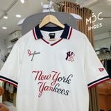  2653 - HÀNG CHÍNH HÃNG - ÁO THUN NEW ERA - POLO NY YANKEES VIỀN SỌC - TRẮNG CHỮ ĐỎ - CODE: 18399689 