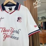  2653 - HÀNG CHÍNH HÃNG - ÁO THUN NEW ERA - POLO NY YANKEES VIỀN SỌC - TRẮNG CHỮ ĐỎ - CODE: 18399689 