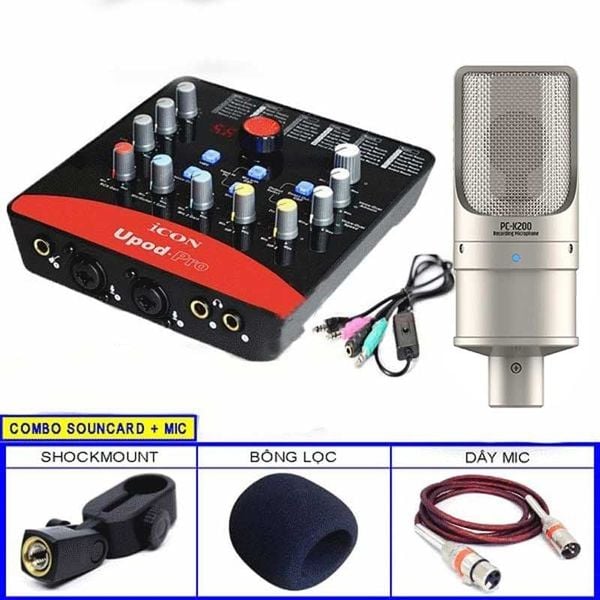 Combo Sound Card Icon Upod Và Micro Takstar PC K200 Rút Gọn
