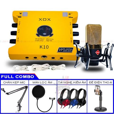  Combo Sound Card K10 Và Micro Thu Âm Y103E 