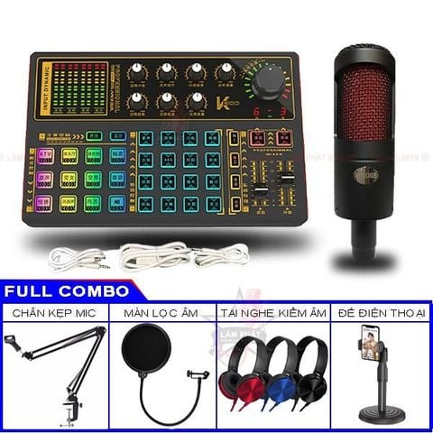  Combo Sound Card K300 AutoTune 2021 Và Micro Thu Âm TH2068 