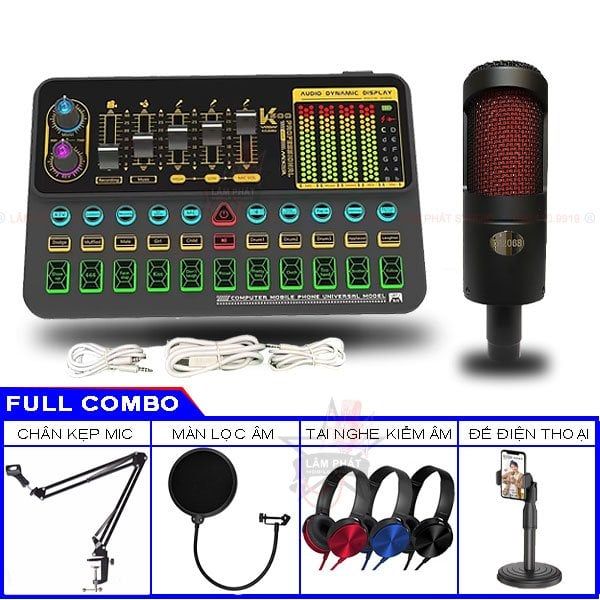 Combo Sound Card K500 AutoTune 2021 Và Micro Thu Âm TH2068