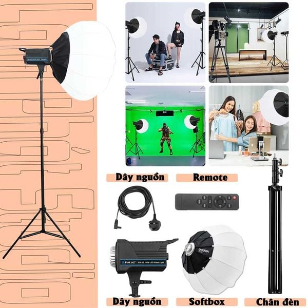 Bộ đèn livestream quay video mặt trăng 150w