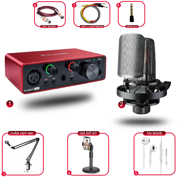 Bộ Sound Card Focusrite Solo Gen 3 Và Mic Tak55