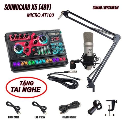 Bộ Sound Card X5 Và Micro ISK AT100 Livestream Chuyên Nghiệp