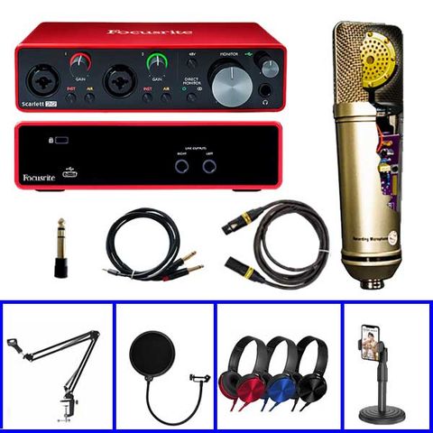  Combo Sound Card Focusrite 2i2 Gen3 Và Micro Thu Âm LP203 