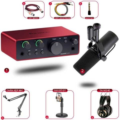 Combo Thu Âm Focusrite Solo Gen 4 Và Micro Shure SM7B